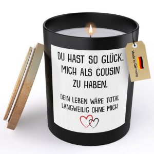 22Feels Duftkerze Deko Cousin Cousine Geschenk v. Cousin Geburtstag Weihnachten Du Wirst