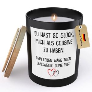 22Feels Duftkerze Deko Cousin Cousine Geschenk v. Cousine Bday Weihnachten Du Wirst