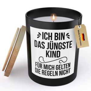 22Feels Duftkerze Deko Geschwister Geschenk Jüngstes Kind Bruder Schwester Mädchen Junge