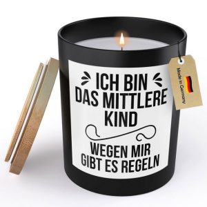 22Feels Duftkerze Deko Geschwister Geschenk Mittleres Kind Bruder Schwester Mädchen Jung