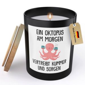 22Feels Duftkerze Deko Oktopus Lustig Süß Tier Geschenk Frauen Männer Couch Humor