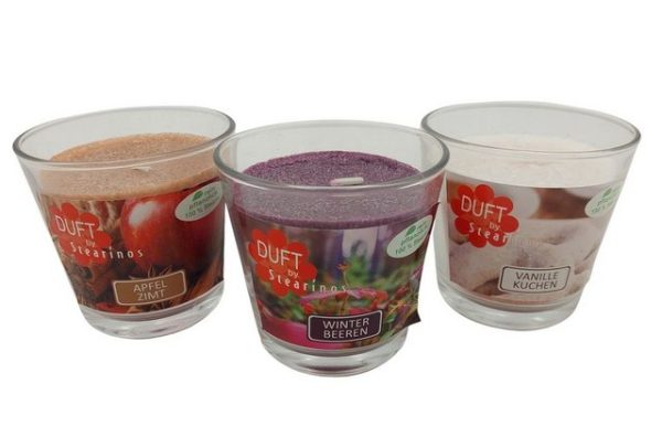 BURI Tafelkerze Duftkerze im Glas Weihnachtsduft Winterdüfte Weihnachtskerze Raumduft