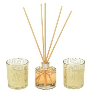 Viana Duftkerze Geschenkset Raumduft Diffuser und Duftkerzen im Glas mit Vanille