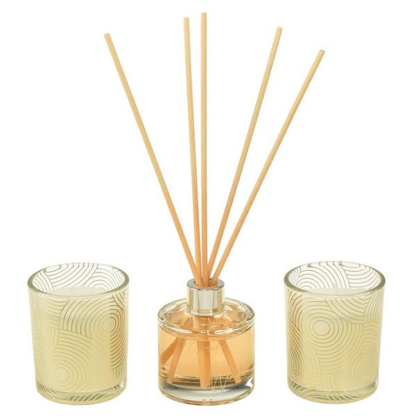 Viana Duftkerze Geschenkset Raumduft Diffuser und Duftkerzen im Glas mit Vanille
